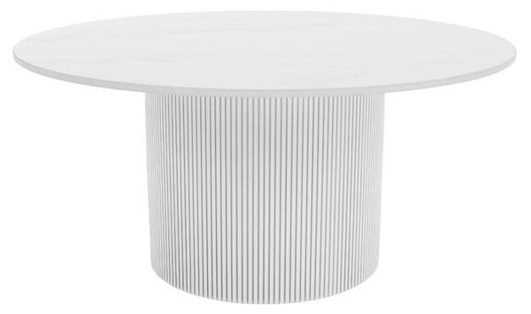 KONDELA Klubska mizica, beli marmor/MDF, premer 80 cm, MAHIR TYP 1