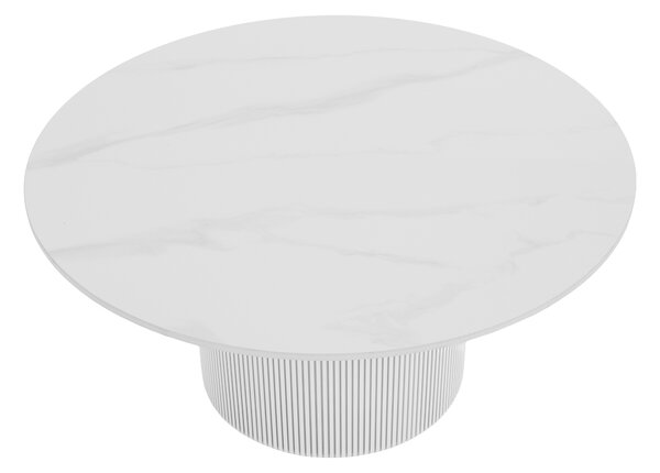 KONDELA Klubska mizica, beli marmor/MDF, premer 80 cm, MAHIR TYP 1