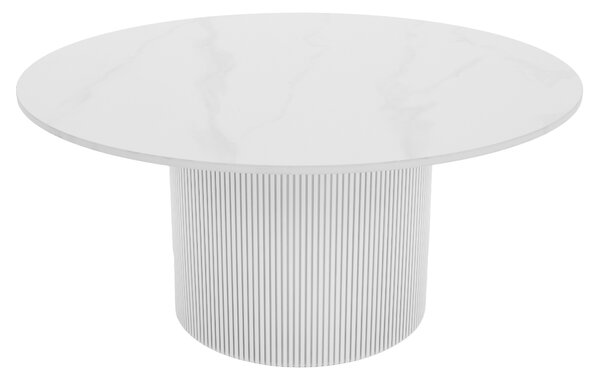 KONDELA Klubska mizica, beli marmor/MDF, premer 80 cm, MAHIR TYP 1