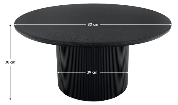 KONDELA Klubska mizica, črna, premer 80 cm, MAHIR TYP 2