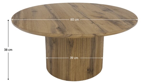 KONDELA Klubska mizica, hrast, premer 80 cm, MAHIR TYP 2