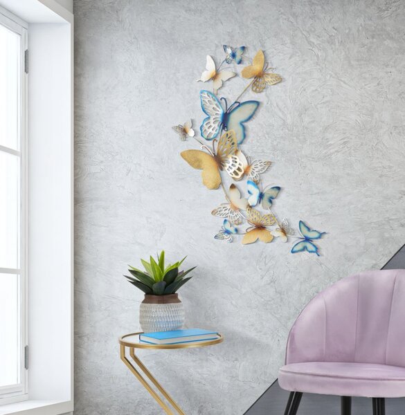 Stenska dekoracija Butterflies Oro/Celeste C