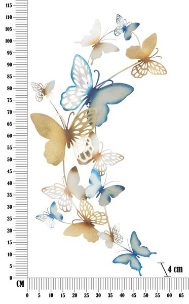 Stenska dekoracija Butterflies Oro/Celeste C