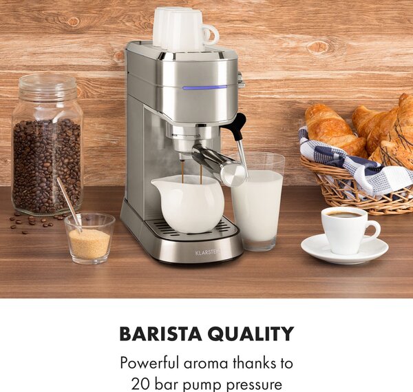Klarstein Futura, espresso aparat za kavo, 20 barov, 1450 W, 1,25 l, nerjaveče jeklo