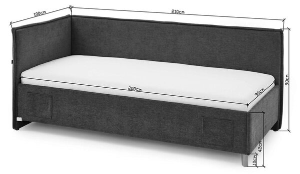 Bež oblazinjena kotna otroška postelja s prostorom za shranjevanje z letvenim dnom 90x200 cm Fun – Meise Möbel