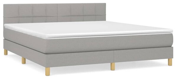 VidaXL Box spring postelja z vzmetnico svetlo siva 160x200 cm žamet