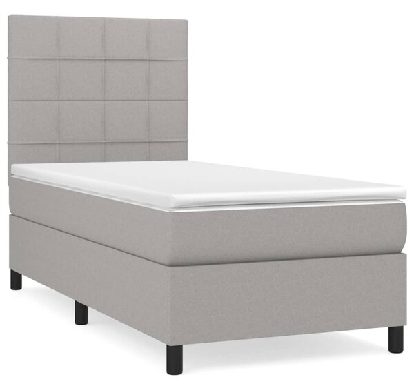 VidaXL Box spring postelja z vzmetnico svetlo siva 80x200 cm blago