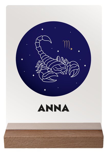 ATMOWOOD Vaš imenski znak na akrilnem steklu - temno stojalo Izberite astrološko znamenje: Tehtnica