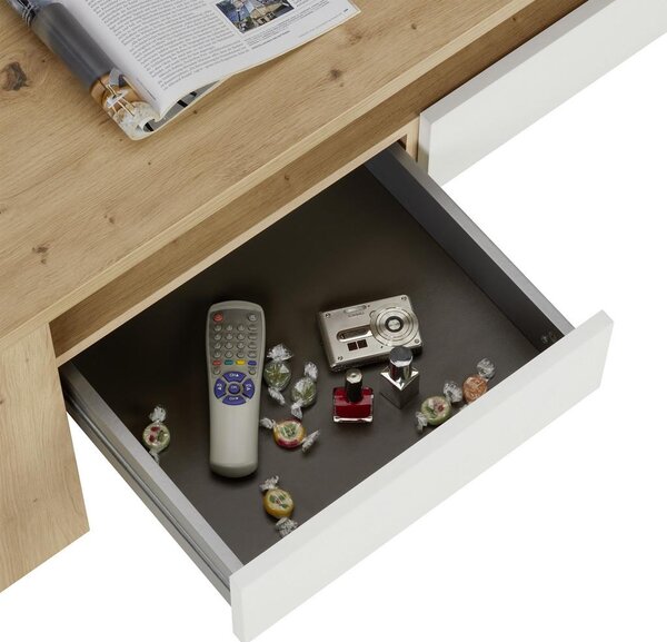 Modern Living Klubska Mizica In Beli In Barvi Hrasta Monos