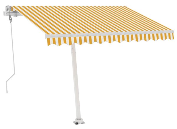 VidaXL Avtomatska tenda LED + senzor 300x250 cm rumena/bela