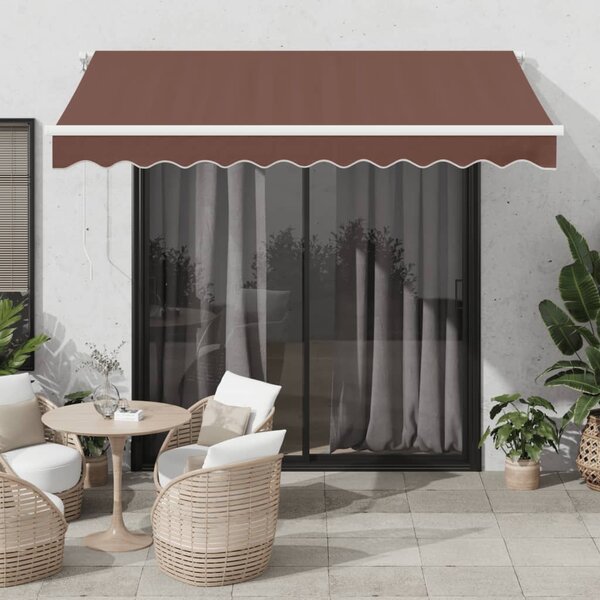 VidaXL Avtomatsko zložljiva tenda z LED rjava 300x250 cm