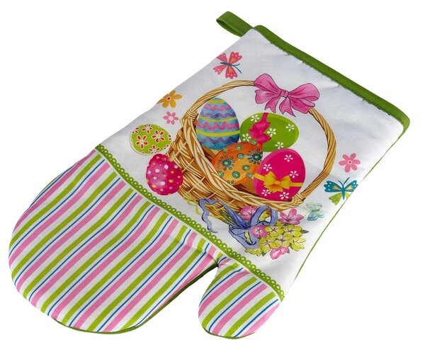 Set 2 kuhinjskih prijemalk z magnetom EASTER EGGS, belo-zelena