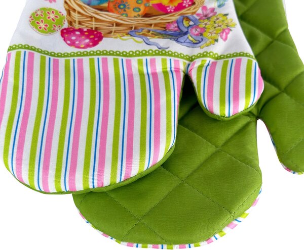 Set 2 kuhinjskih prijemalk z magnetom EASTER EGGS, belo-zelena