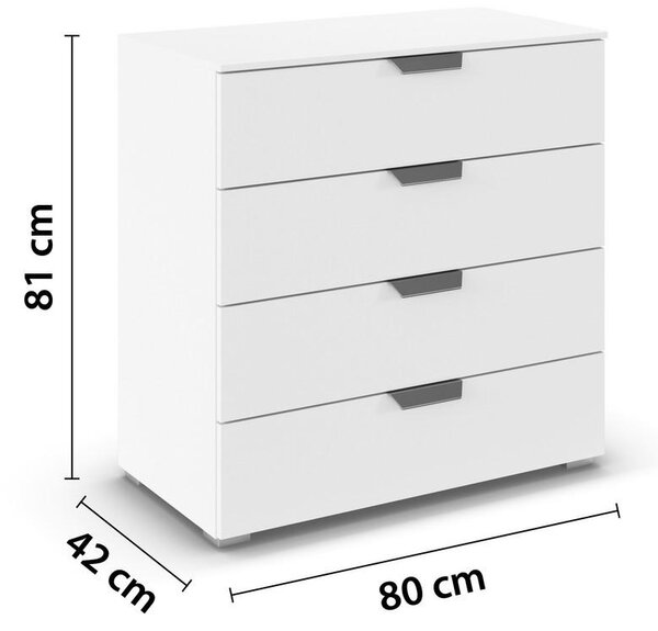 KOMODA, bela, barve kroma