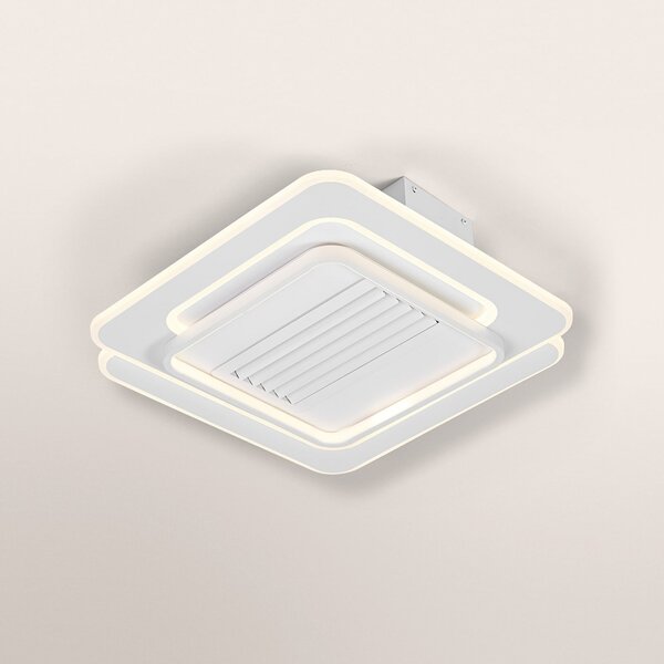 OSRAM LED stropni ventilator GRILL 55 x cm, bel, z daljinskim upravljalnikom, zatemnjen, Bela, Dnevna soba / jedilnica, Kovina, Sodobni