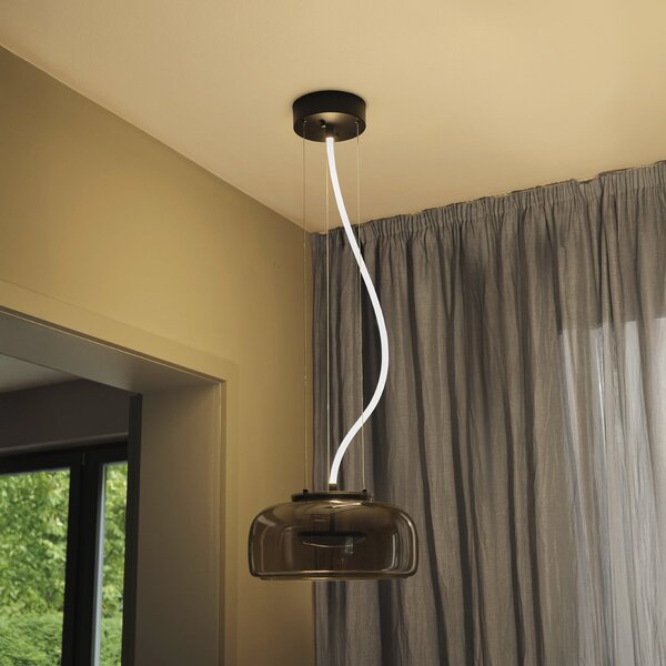 OSRAM LED-visoka svetilka DECOR GLOW siva/črna Ø 38 cm navzgor/navzdol, Siva, Dnevna soba / jedilnica, Steklo, Sodobni