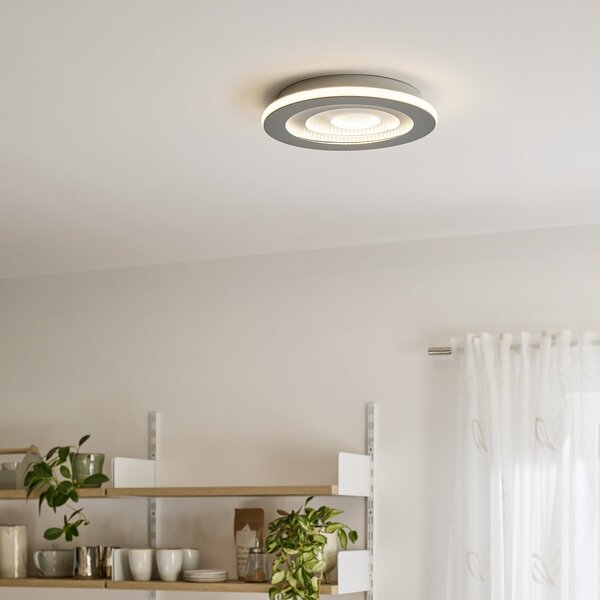 OSRAM LED stropna svetilka ORBIS SPIRAL CENTRAL LIGHT, premer 40 cm, siva, zatemnjen, Siva, Dnevna soba / jedilnica, Kovina, Sodobni