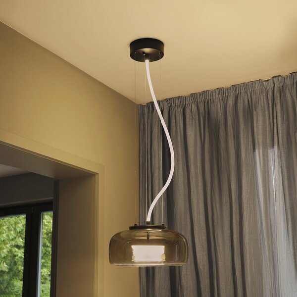 OSRAM LED-visoka svetilka DECOR GLOW siva/črna Ø 38 cm navzgor/navzdol, Siva, Dnevna soba / jedilnica, Steklo, Sodobni