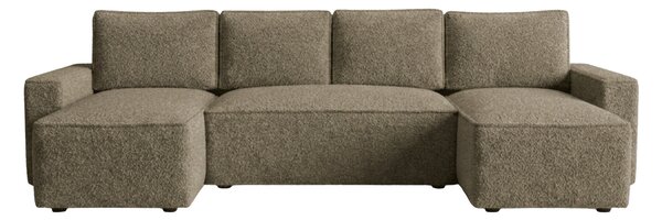 Temno bež raztegljiva sedežna garnitura v obliki U SMART BOUCLE, 303x143 cm