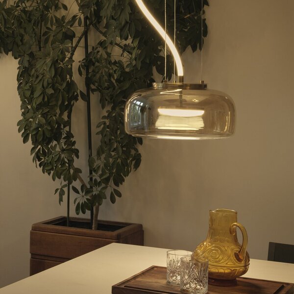 OSRAM LED-visoka svetilka DECOR GLOW, jantarno-zlata, Ø 38 cm, svetloba, Zlata / medeninasta, Dnevna soba / jedilnica, Steklo, Sodobni
