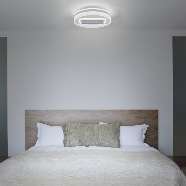 OSRAM LED stropni ventilator GRILL, premer 50 cm, bel, z daljinskim, zatemnjen, Bela, Dnevna soba / jedilnica, Kovina, Sodobni