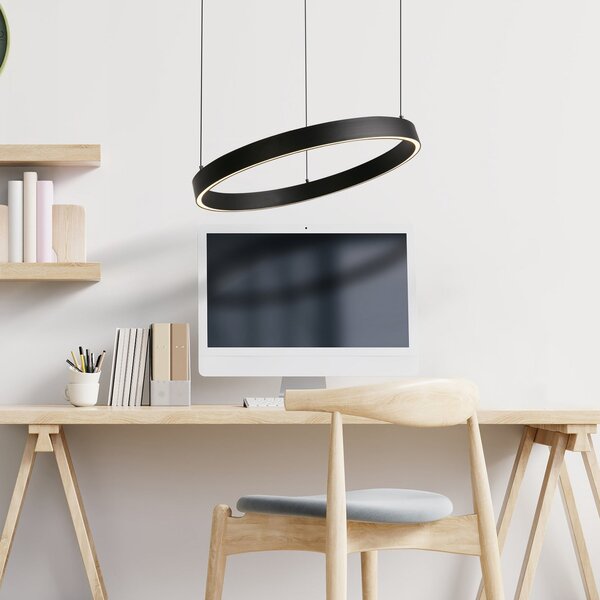 Searchlight LED-visoka svetilka Layla, črna, Ø 44 cm CCT, z nastavljivo višino, zatemnjen, Črna, Dnevna soba / jedilnica, Kovina, Sodobni