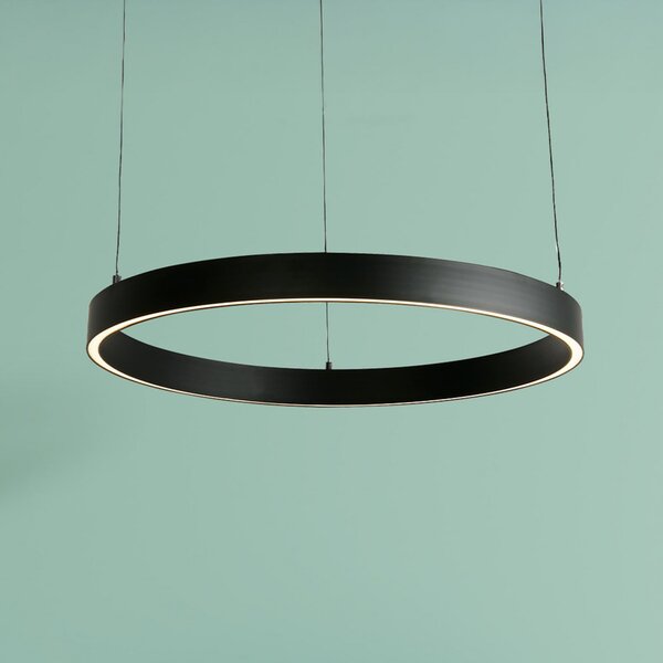 Searchlight LED-visoka svetilka Layla, črna, Ø 64 cm CCT, nastavljiva višina, zatemnjen, Črna, Dnevna soba / jedilnica, Kovina, Sodobni