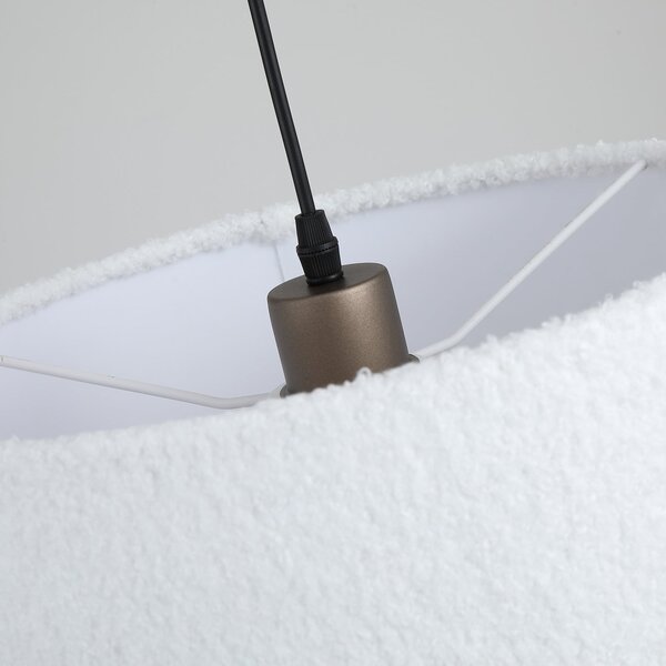 Searchlight Visoka svetilka Chelsea, rjava/bela, Ø 35 cm, tkanina, zatemnjen, Bela, Dnevna soba / jedilnica, Tkanine / tekstil, Sodobni