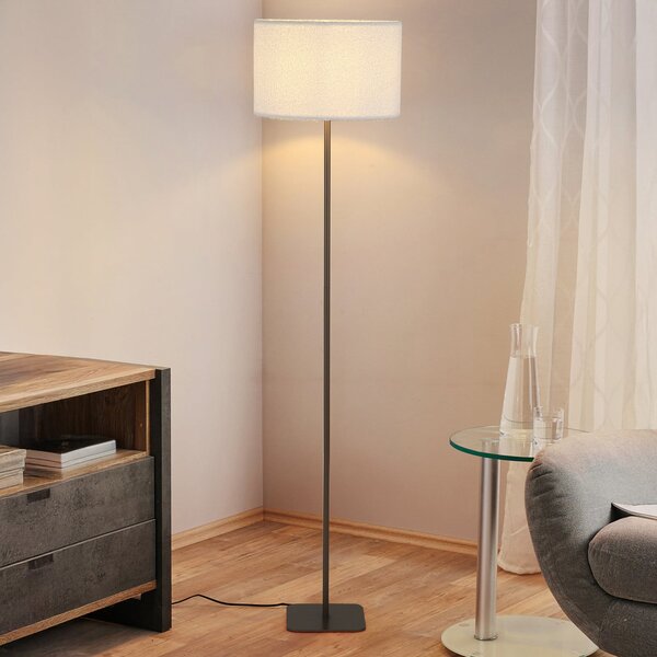 Searchlight Stojna svetilka Chelsea, rjava/bela, višina 150 cm, kovina/tkanina, Rjava / rjasta, Dnevna soba / jedilnica, Kovina, Sodobni