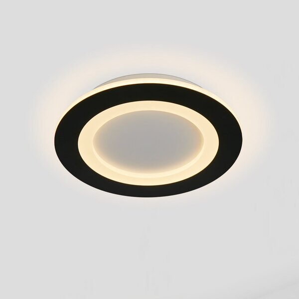 Searchlight LED-stropna svetilka Ringo, premer 25 cm, črno-bela, železo/akril, CCT, zatemnjen, Črna, Dnevna soba / jedilnica, Kovina, Sodobni