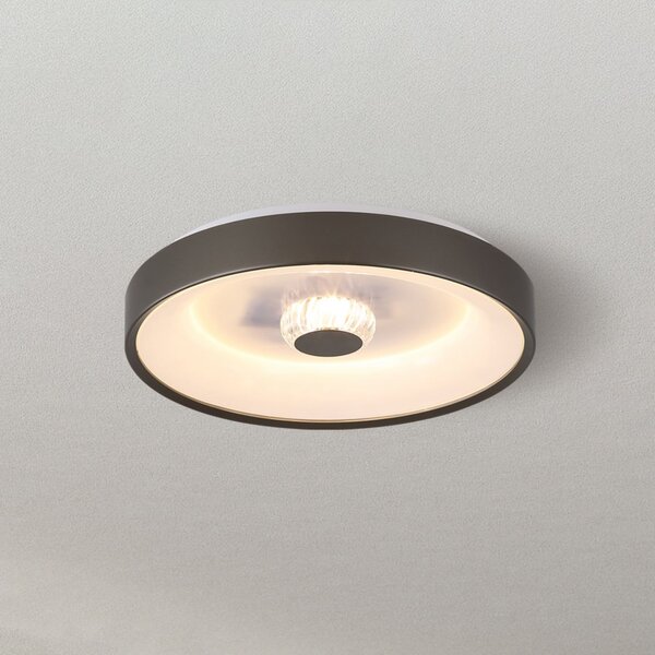 Searchlight LED-stropna svetilka Polka, barva latte/bela, premer 38 cm, železo/akril, zatemnjen, Rjava / rjasta, Dnevna soba / jedilnica, Kovina, Sodobni