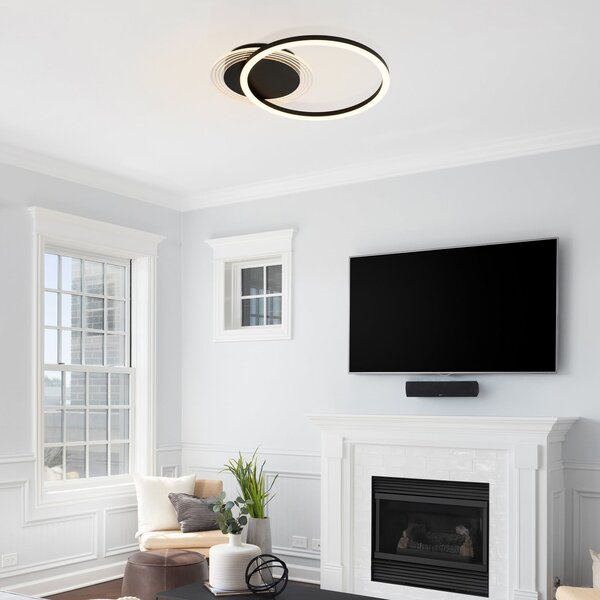 Searchlight LED-stropna svetilka Contour, črna mat, dolžina 40 cm, železo/akril, zatemnjen, Črna, Dnevna soba / jedilnica, Kovina, Sodobni