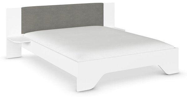POSTELJNA GARNITURA 160 cm x 200 cm , tekstil, leseni material bela, temno siva