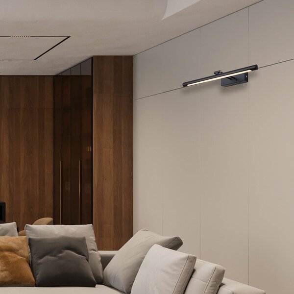 Searchlight LED-stenna svetilka na baterije Holton, mat črna, širina 45 cm, CCT, zatemnjen, Črna, Dnevna soba / jedilnica, Kovina, Sodobni, Stenska vtičnica spodaj