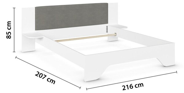 POSTELJNA GARNITURA 160 cm x 200 cm , tekstil, leseni material bela, temno siva