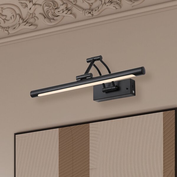 Searchlight LED-stenna svetilka na baterije Herron, mat črna, širina 43 cm, CCT, zatemnjen, Črna, Dnevna soba / jedilnica, Kovina, Sodobni, Stenska vtičnica spodaj
