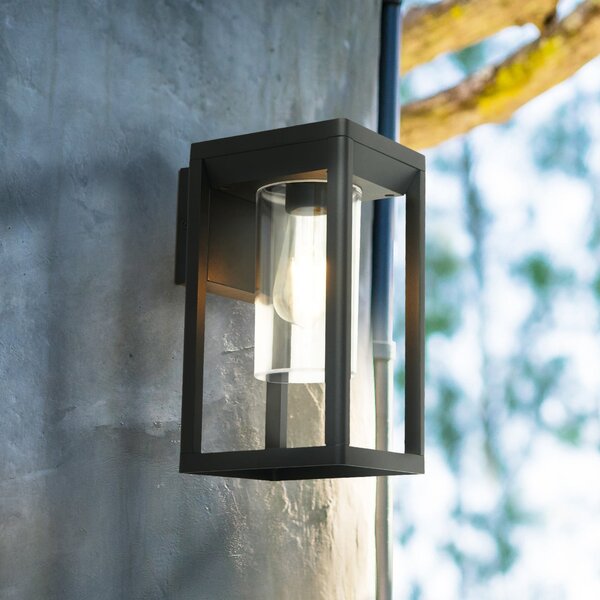 Searchlight Zunanja stenska svetilka Atlanta, črna, širina 16 cm, kovina, Črna, Sodobni, Svetilka