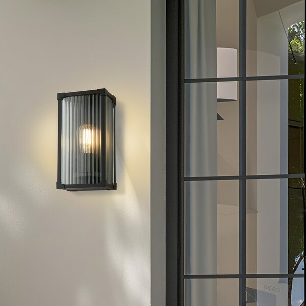 Searchlight Zunanja stenska svetilka Cincinnati, črna, širina 16 cm, kovina, Črna, Aluminij, Sodobni