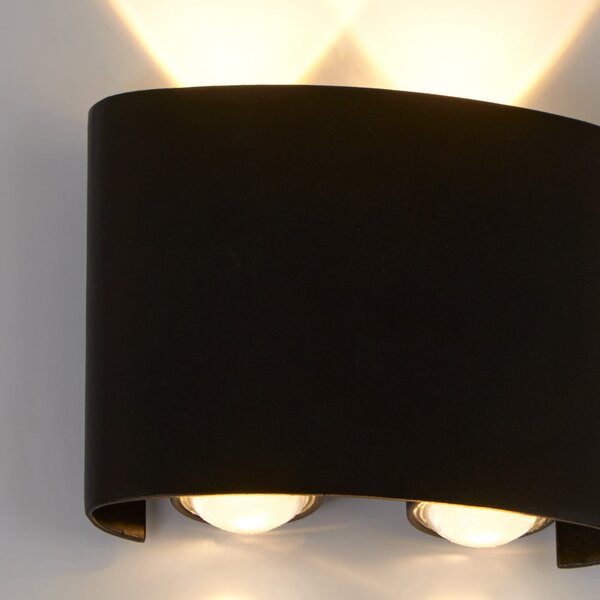 Searchlight Zunanja LED-stenna svetilka Shadows, širina 12 cm, črna, kovinska, Črna, Aluminij, Sodobni, Stenska kotna