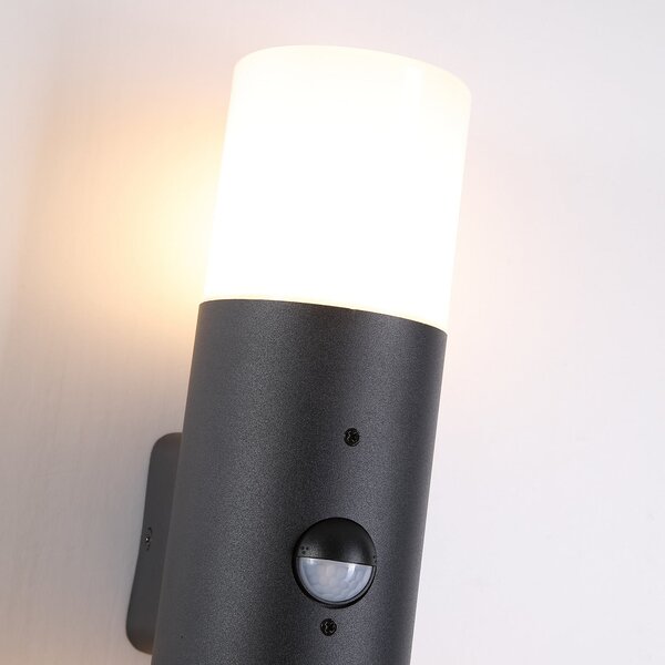 Searchlight Zunanja stenska svetilka Cannes, višina 30 cm, črno-bela, 2-žarilna, s senzorjem, Črna, Aluminij, Sodobni