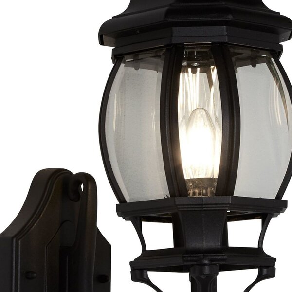 Searchlight Zunanja stenska svetilka Bel Aire, višina 46 cm, črna/prozorna, kovina/steklo, Črna, Aluminij, Antični, Svetilka