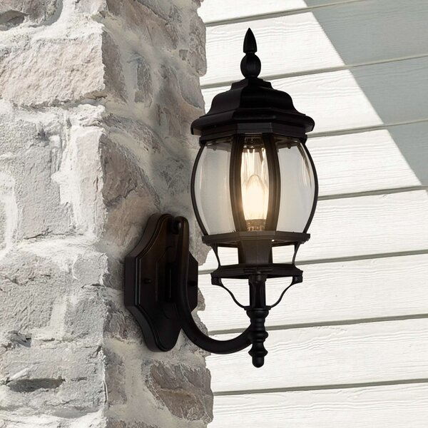 Searchlight Zunanja stenska svetilka Bel Aire, višina 46 cm, črna/prozorna, kovina/steklo, Črna, Aluminij, Antični, Svetilka