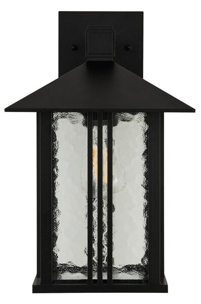 Searchlight Zunanja stenska svetilka Venice, črna, višina 36 cm, kovina/steklo, zatemnjen, Črna, Aluminij, Stenska vtičnica spodaj