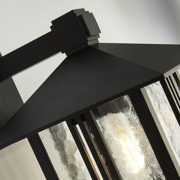 Searchlight Zunanja stenska svetilka Venice, črna, višina 36 cm, kovina/steklo, zatemnjen, Črna, Aluminij, Stenska vtičnica spodaj