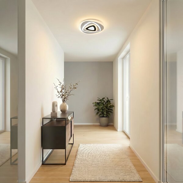 Lindby LED stropna svetilka Rebeka, Ø 70 cm, CCT, daljinski upravljalnik, zatemnjen, Bela, Dnevna soba / jedilnica, Plastika, Sodobni