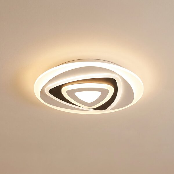 Lindby LED stropna svetilka Rebeka, Ø 50 cm, CCT, daljinski upravljalnik, zatemnjen, Črna, Dnevna soba / jedilnica, Plastika, Sodobni
