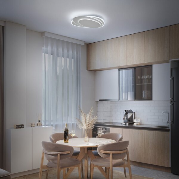 OSRAM LED-stropna svetilka ORBIS LAYERS, bela, 49 x 36 cm, CCT, zatemnjen, Bela, Dnevna soba / jedilnica, Kovina, Sodobni
