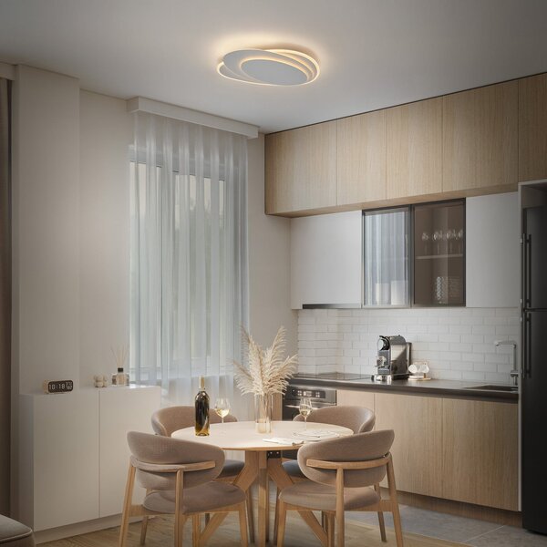 OSRAM LED-stropna svetilka ORBIS LAYERS, bela, 49 x 36 cm, CCT, zatemnjen, Bela, Dnevna soba / jedilnica, Kovina, Sodobni