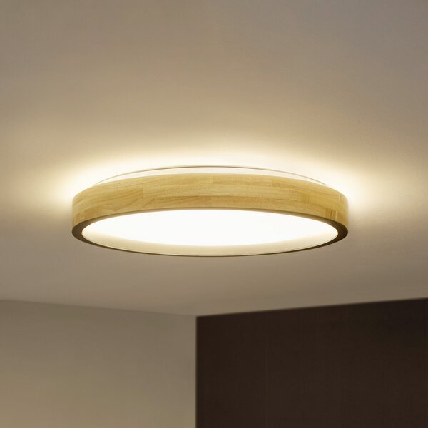 OSRAM LED-stropna svetilka ORBIS MARIANO les/črna Ø 51 cm z možnostjo zatemnitve, zatemnjen, Les, Dnevna soba / jedilnica, Kovina, Sodobni