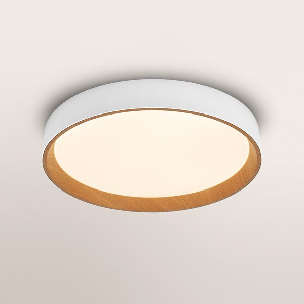 OSRAM LED-stropna svetilka ORBIS LARIOS, bela/les Ø 49 cm, z možnostjo, zatemnjen, Bela, Dnevna soba / jedilnica, Kovina, Sodobni